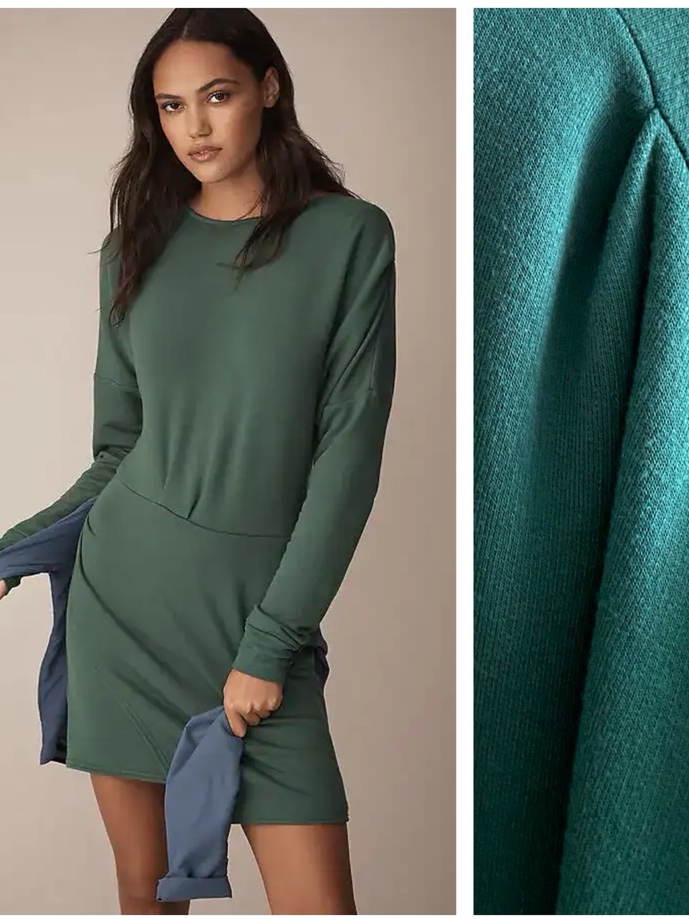 Anthropologie Daily Practice Green Long-Sleeve Asymmetrical Mini Dress XL